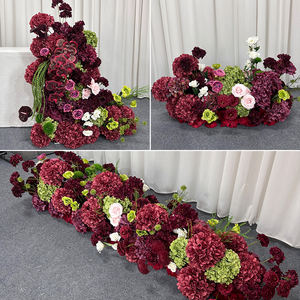 Ensemble de fleurs artificielles en soie bordeaux pour la décoration de fond de scène de mariage, style moderne - Product Image 4