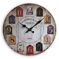 Reloj de Pared Decorativo Redondo de Madera MDF Personalizado de Estilo Rústico para el Hogar