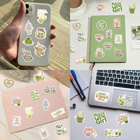 Pack d'autocollants découpés mignons Summer Fresh Matcha Girl pour agenda, journal, scrapbook, ordinateur portable, bagages et loisirs créatifs