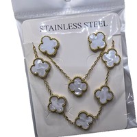 Gelang dan kalung bermotif semanggi empat daun 15mm berlapis baja tahan karat berkualitas tinggi, elegan, dan mewah.