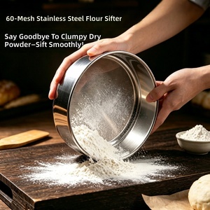 MIXWARES Tamis à farine en acier inoxydable <span class=keywords><strong>de</strong></span> haute qualité 304, outil <span class=keywords><strong>de</strong></span> pâtisserie simple pour la cuisine domestique, compatible lave-vaisselle et réutilisable - Product Image 1