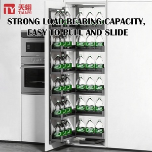 TIANYI Modern 6-Tier Integrated Tall Cabinet Pull Out Basket Heavy Duty Pantry Organizer Linked <b>Kitchen</b> <b>Storage</b> System - Product Image 5
