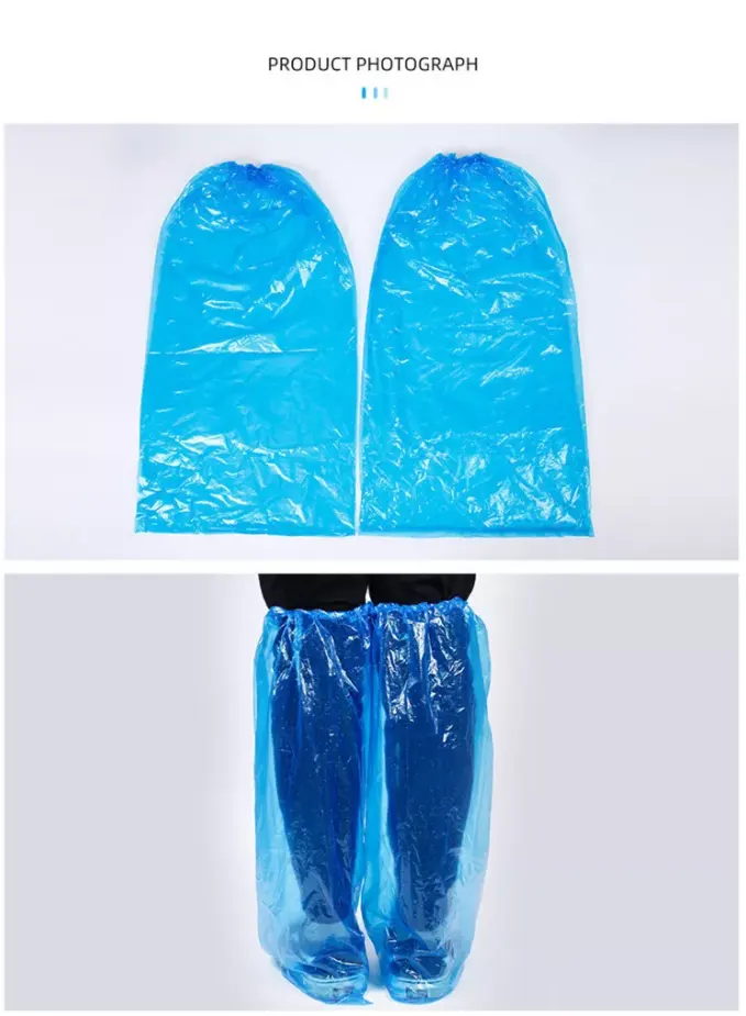 Disposable Shoe Cover Thick PE Waterproof Dustproof PE Plastic Boots Rain Long Shoe Cover