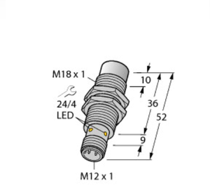 Capteur de proximité inductif NPN NO non encastré NI15U-EM18WD-AN6X-H1141, filetage M18, 10-30VDC, pour l'industrie alimentaire - Product Image 1