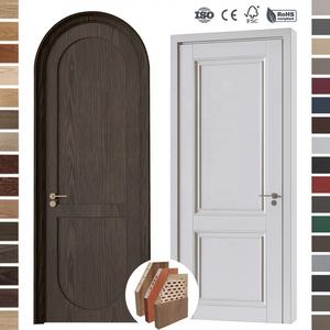 Puertas Francesas Curvas de Nogal Estándar Americano, de 2 Paneles con Arco Superior, Precolgadas, Núcleo Sólido, Modernas, para Interiores de Apartamentos - Product Image 6