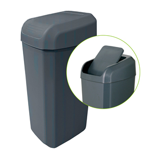 Bidone per rifiuti TROYA da 30 litri con coperchio a battente. Bianco. Contenitore per rifiuti in plastica DENOX - Product Image 2