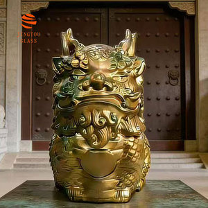 Chinese Traditional Pixiu Shaped Glass Liquor Bottle Gold Plated Craft Wine Bottle for Gift <strong>Spirits</strong> Packaging - Product Image 4