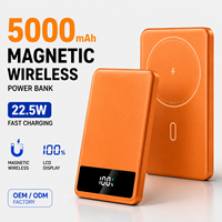 Power Bank Magnetik 5000mAh Terlaris 20W Pengisian Daya Nirkabel Cepat Ultra Tipis Portabel dengan Layar LED