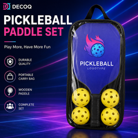 Juego de Palas de Pickleball de Madera, 2 Palas, 4 Pelotas, Bolsa de Transporte, Logotipo Personalizado, para Principiantes, Familias, Escuelas, Clubes, Pedidos al por Mayor