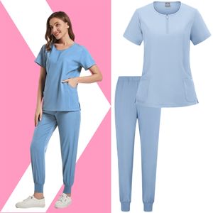 Haute qualité Uniforme infirmière médicale uniforme gommage ensemble femmes et hommes moderne col en v haut et pantalon hôpital vêtements de travail docteur costumes - Product Image 3