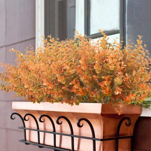 Plante décorative d'extérieur en plastique, imitation eucalyptus artificiel, 7 branches, rouge automnal - Product Image 2
