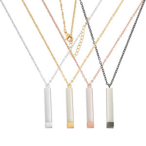 Vente chaude En Acier Inoxydable 3D Tige Pendentif Collier Matryoshka Poupée Cubique Colonne Télescopique Style <span class=keywords><strong>Personnalisable</strong></span> Gravure De Mode - Product Image 1