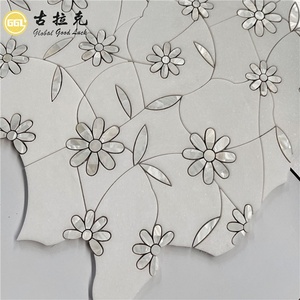 White Flower Marble Shape Mix Shell <strong>Pattern</strong> Waterjet Mosaic Wall <strong>Floor</strong> <strong>Tile</strong> - Product Image 6