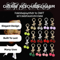 Porte-clés multifonctionnel de luxe en alliage de zinc, motif cerise rouge tendance, pour sacs, sacs à main, bijoux fins et pendentifs