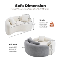 LY-042 S-förmiges Chenille-Ecksofa mit Doppeltiefe (21,3\" 26,8\") Weiß Ohne Montage Kompakt für Kleine Räume 400 Pfund 66,9\" L