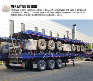 Mới được sử dụng 2 3 4 trục 40 ft bên Tải nâng/tự tải Container xe tải Trailer phẳng bán xe tải rơ moóc phẳng - Product Image 3