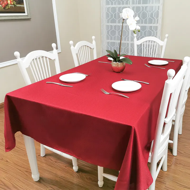 Red Polyester Wrinkle-resistant Table Cloth Napkin Decorative Table Linens for Banquet Party Holiday Valentines Day