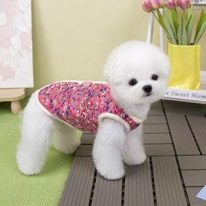 Pet clothing, small dog <b>clothes</b>, <b>cat</b> <b>clothes</b>, autumn and winter warm and comfortable cross-border wholesale floral cotton vest - Product Image 2