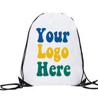 Sac à dos à cordon de serrage imperméable d'usine d'origine, logo personnalisé, polyester 210D, pliable, portable, léger, sac de rangement