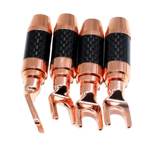 Y Type Fork Spade Adapter YIVO XSSH HIFI Audio DIY OEM ODM Brass Plated Rhodium 9MM Speaker Banana Connector Terminals Jack Plug