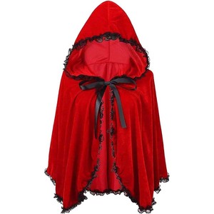 Capa <span class=keywords><strong>Corta</strong></span> con Capucha de Terciopelo Rojo para Disfraz de <span class=keywords><strong>Caperucita</strong></span> <span class=keywords><strong>Roja</strong></span>, Halloween, Navidad, Cosplay, CRHO-025 - Product Image 4