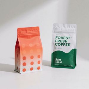 Sacs à café compostables et biodégradables en PE HYCYT personnalisés avec valve et fermeture éclair, pour grains de café, imprimés sur mesure, fond plat, 250g 1kg - Product Image 3