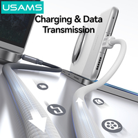 Kabel Data Pengisian Cepat Ponsel USAMS SJ756 Kustomisasi Grosir Tipe-c Ganda 5A Tipe C Usb 1.2M Kabel Transfer Data