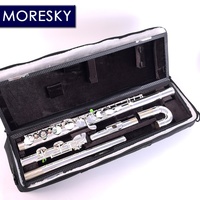 MORESKY Alto Flute 16 Holes G Tuning Silver Plated Cupro-Nickel Body E Mechanism Two Mouthpiece/Antique Classic Colors OEM