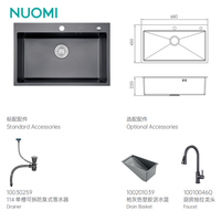 Évier de cuisine personnalisé NUOMI SN en métal, lavabo unique, évier de cuisine industriel en acier inoxydable 304 à cuve unique