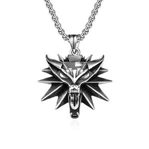 Collar de Cabeza de Lobo de <span class=keywords><strong>Witcher</strong></span> 3 con Diamantes y Cadena de Bambú - Joyería de Cazador de Demonios - Product Image 6
