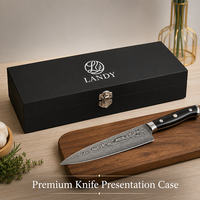 Boîte cadeau de luxe en bois noir mat avec doublure en velours pour l'emballage de lames en acier, vente en gros d'articles de cuisine haut de gamme OEM