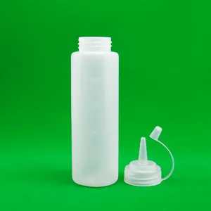 زجاجة قابلة للضغط مصنوعة من البلاستيك من البولي إيثيلين منخفض الكثافة للبيع بسعر الجملة زجاجة مربى وصوص سلطة ذات طرف طويل ورقيق