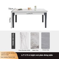 Nouvelle arrivée, table et chaises de salle à manger assemblées en bois blanc et gris, style moderne et luxueux, avec plateau en pierre frittée pour salle à manger