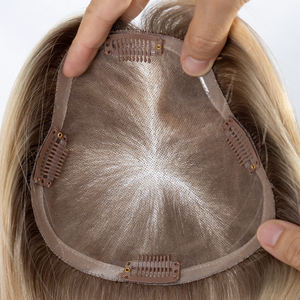 TopElles Stock Européen Double Drawn Cheveux Balayage <span class=keywords><strong>Blonde</strong></span> Couleur 6*6 Femmes Mono Topper avec Petit Noeud pour Salon - Product Image 1