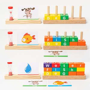 Jouets d'apprentissage <span class=keywords><strong>de</strong></span> l'alphabet Montessori, cartes flash, puzzle <span class=keywords><strong>de</strong></span> lettres pour enfants d'âge préscolaire, blocs <span class=keywords><strong>de</strong></span> lecture en bois, jeux d'orthographe ABC - Product Image 3