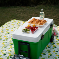 Glacière à roulettes grande capacité 32L 56L, isotherme en PU, avec poignée, maintien au frais 48H pour le camping, la pêche, les camping-cars et les activités de plein air