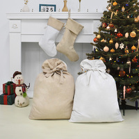 Meilleures ventes Sac en toile lin avec cordon de serrage Sac en toile bonbon Sac de père Noël imprimé pour la vente en gros Cadeau de Noël parfait en stock