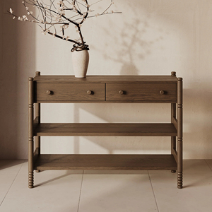 Moderne Wohnzimmermöbel Massivholz Esche 2-Schubladen Konsolentisch für Eingangsbereich Villa Schlafzimmer Nutzung - Product Image 6