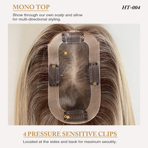 Listo para Enviar: Topper de Cabello Humano 100% Virgen Europeo con Base Mono 3*5.5 y Recubrimiento de PU para Mujeres - Product Image 4
