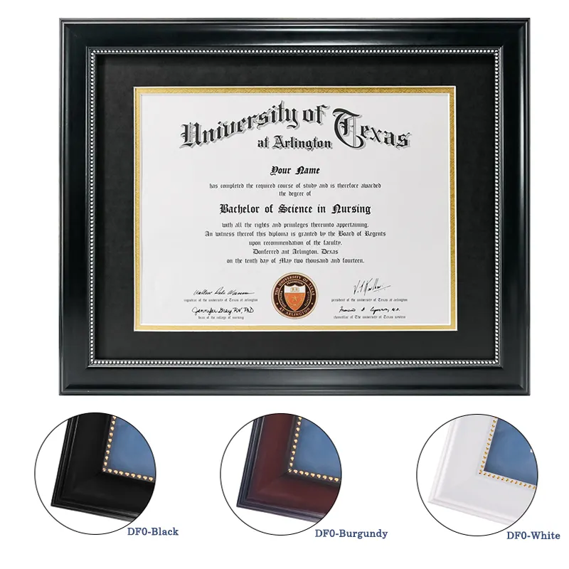 Cornici per Diploma di laurea personalizzate nere ecologiche all'ingrosso 8.5x11 cornici per certificati in formato A4