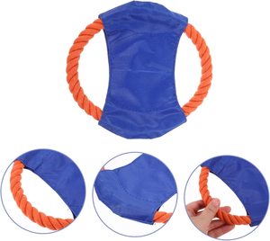 Promotional Custom Logo Pet Product Durable Canvas Cotton Rope Flying Disc Dog Toy for Fetch Game Tug Game - Product Image 4