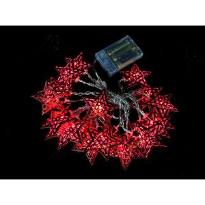 20 luces LED de Navidad con forma de estrella, rojas y blancas cálidas, funcionan con pilas, 3+0,5 m - Product Image 1