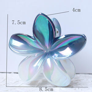 Qianjing 2024 baru penjualan laris aksesori rambut Plumeria ABS Hawaii halus warna gradien bunga klip cakar rambut - Product Image 3