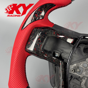 Volant personnalisé en cuir rouge et fibre de carbone pour Ford F-150 F150 Shelby Raptor R Ranger F250 F350 F450 Accessoires de voiture - Product Image 2