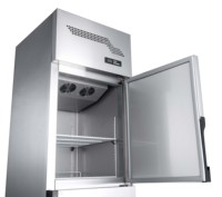 Lemari Pendingin/Kulkas Komersial 2 Pintu Kaca 3 Rak Defrost Otomatis Kontrol Digital Stainless Steel