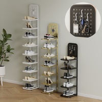 Porte-chaussures multifonctionnel créatif sur pied avec panneau perforé suspendable pour l'entrée de la maison, en métal