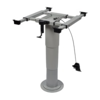 Pied de table pneumatique gris en aluminium et acier pour camping-car, avec cadre de table coulissant multidirectionnel pour remorque de camping-car