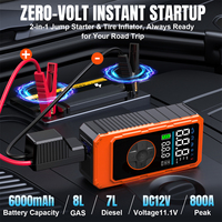 Démarreur de batterie numérique avec écran, compresseur d'air 1200A 14.8V portable, gonfleur de pneus 150PSI, lumière LED, batterie externe USB, logo OEM