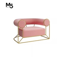 Chaise de salon rose clair à LED pour boutique de spa et salon de beauté Mobilier confortable pour salle d'attente des clients