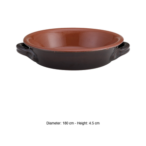 Cacerola poco profunda de terracota con 2 asas Ø 18 cm H 4.5 cm, marrón bicolor Vulcania - Product Image 3